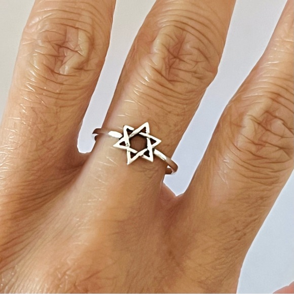 Sterling silver Star of David ring, silver Star of David ring, Jewish star ring - Picture 3 of 7